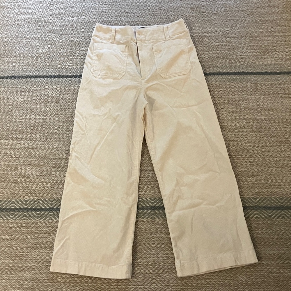 Maeve Cream  Corduroy Wide-Leg Trousers